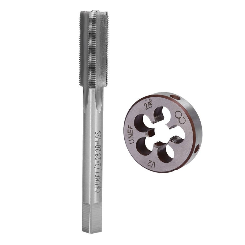 Saihisday مجموعة أدوات التقطيع والملف Saihisday 1/2"-28 TPI، 1/2x28 UNEF HSS لفتحات الخيوط اليمنى وآلة الخيوط المستديرة لإصلاح خيوط البراغي وأداة DIY للتقطيع (RH) - Image 5